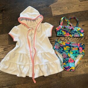 Swim cover up and two piece swim suit